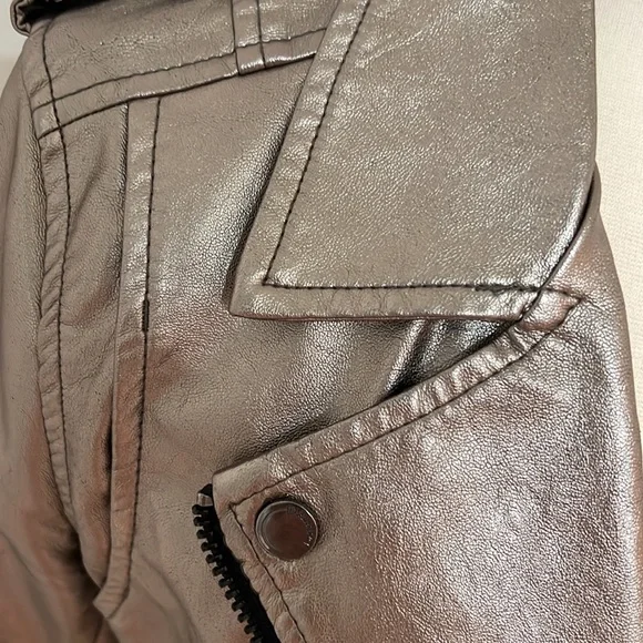 Blanc NYC Faux leather pewter Moto jacket - Picture 2 of 6